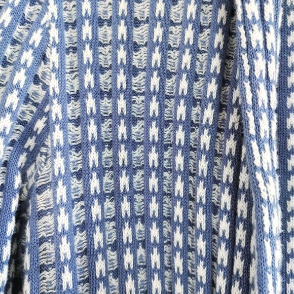 Kim Rogers Woman’s Blue Patterned Light Open Front Sweater Cardigan Size Medium - Picture 2 of 4